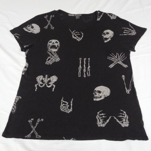 DIVIDED SKULL SKELETON HIPS BONES - BLACK MEDIUM WOMENS T-SHIRT L209 - Picture 1 of 6